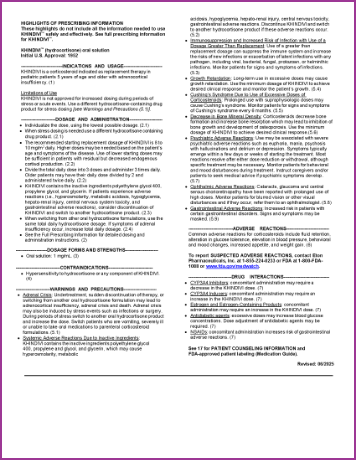 KHINDIVI (hydrocortisone) Prescribing Information for additional Important Safety Information.